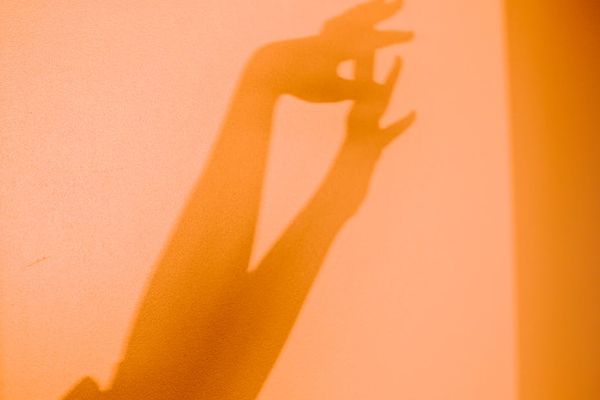 Meditation and movement concept with glowing lines.